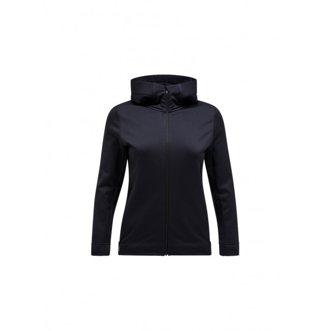 Women's polar fleece Peak Performance Rider Tech Zip Hood - black Women's polar fleece Peak Performance Rider Tech Zip Hood - black