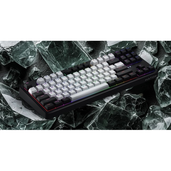 HATOR Rockfall 3 TKL Wireless, white, QMK/VIA, OMA profile white-black keycaps Keyboard - linear mechanical hotswap switches - US - ANSI Layout