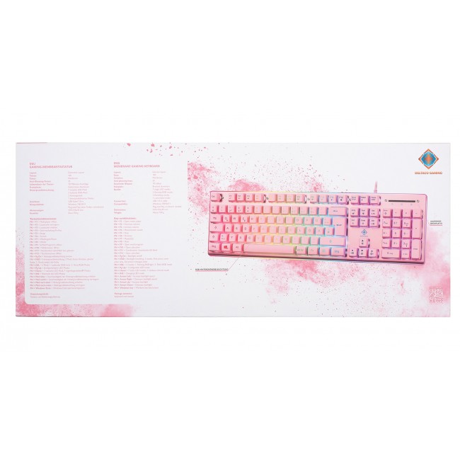 Deltaco Gaming GAM-021-RGB-P-DE keyboard USB QWERTZ German Pink
