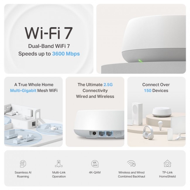 TP-Link BE3600 Whole Home Mesh Wi-Fi 7 System(3-Pack) TP-Link BE3600 Whole Home Mesh Wi-Fi 7 System(3-Pack)