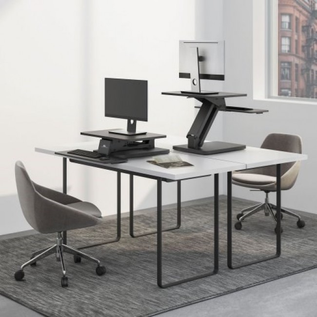 Maclean Desktop Stand for Keyboard, Monitor or Laptop, Gas Spring, Standing Up, Black, MC-882