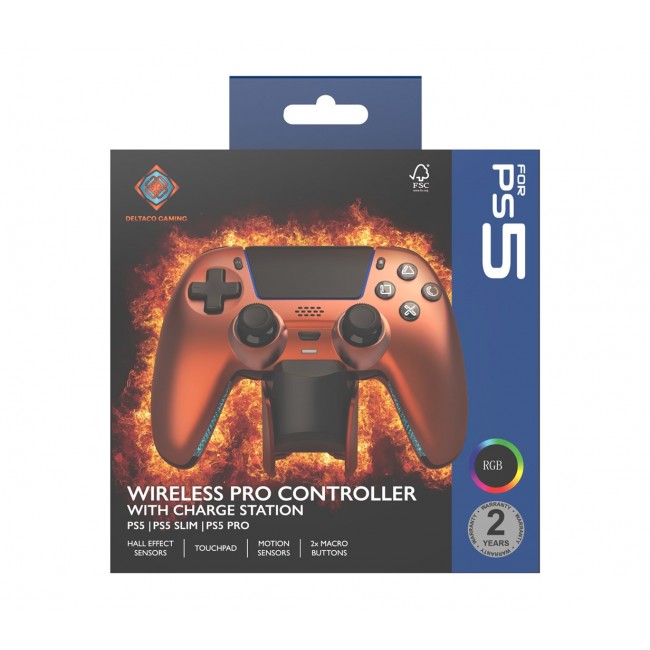 Deltaco Gaming GAM-199-ORANGECOPPER Gaming Controller Orange, Bronze Bluetooth/USB Gamepad PlayStation 5, PC, Android, iOS