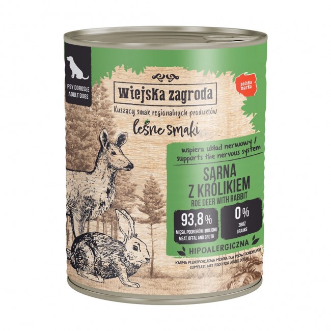 WIEJSKA ZAGRODA Le ne smaki Roe deer with rabbit - wet dog food - 800g