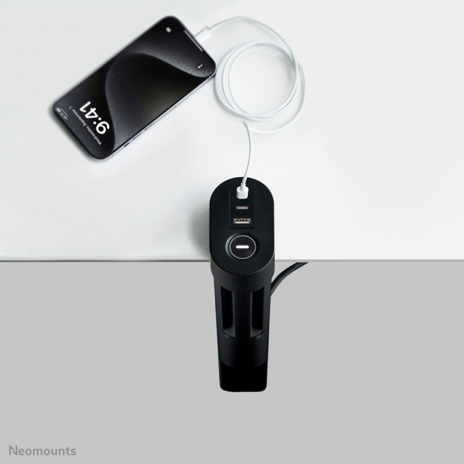 Neomounts DS22-840BL6 Desk socket with clamp and USB-C and USB-A ports - Quick charge