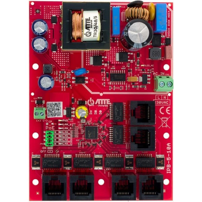 Switch PoE 6 portowy ze zintegrowanym zasilaczem ATTE IPB-5-10A-OF