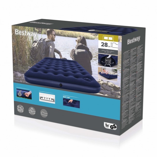 Bestway Air Mattress Queen with Built-in Foot Pump 2.03 m x 1.52 m x 28 cm