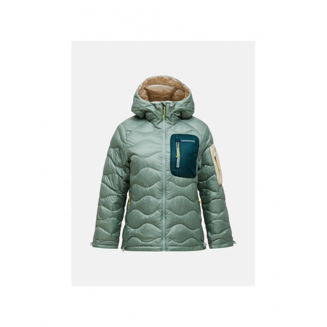 Kurtka damska puchowa PEAK PERFORMANCE W Helium Utility Down Hood Jacket kolor zielony - S