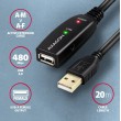 Axagon ADR-220 USB 2.0 A-M - A-F active extension/repeater cable 20m
