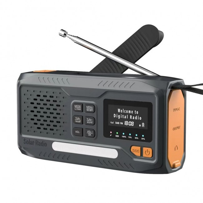 Extralink RADIO AWARYJNE BLUETOOTH SOLARNE Z KORBKA DYNAMO POWERBANK 4000MAH Z LATARKA SOS BT-4000 Portable Analog & digital Black, Orange