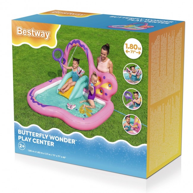 Bestway Butterfly Wonder Kids Inflatable Water Play Center and Pool 1.80 m x 1.80 m x 1.17 m Bestway Butterfly Wonder Kids Inflatable Water Play Center and Pool 1.80 m x 1.80 m x 1.17 m