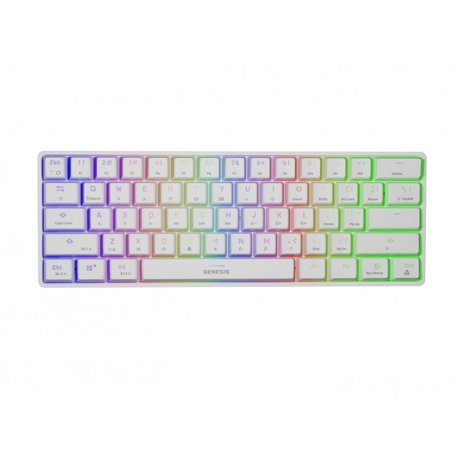 Genesis THOR 660 RGB Gaming keyboard, RGB LED light, US, White, Wireless/Wired, Wireless connection, Gateron Red Switch