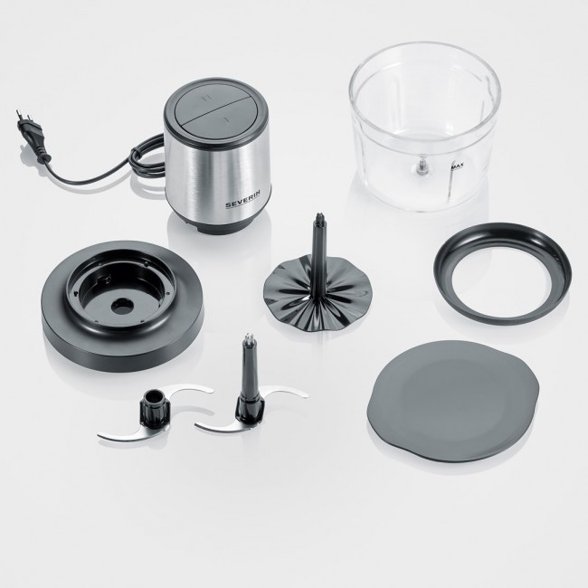 Severin KM 3867 electric food chopper 1 L 400 W Black, Silver, Transparent