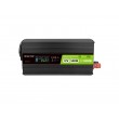 Green Cell Przetwornica napicia PowerInverter LCD 12 V 500W/1000W Przetwornica samochodowa z wywietlaczem - czysty sinus power adapter/inverter Auto Black