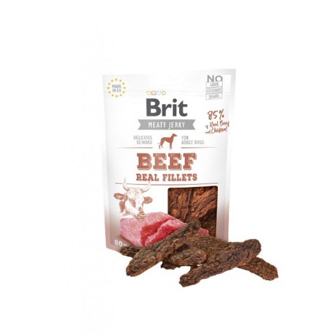 Brit Jerky Beef Real Fillets - Beef - dog snack - 80 g Brit Jerky Beef Real Fillets - Beef - dog snack - 80 g