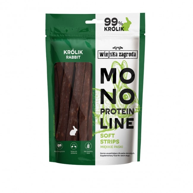 WIEJSKA ZAGRODA Monoprotein line Soft strips Rabbit - dog treat - 100g WIEJSKA ZAGRODA Monoprotein line Soft strips Rabbit - dog treat - 100g