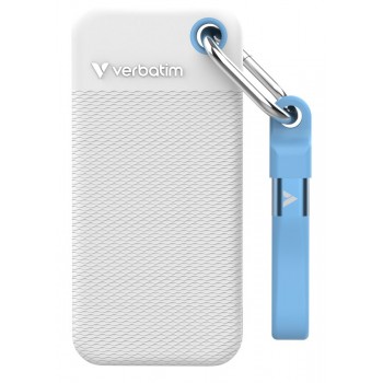 Verbatim Pocket SSD USB 3.2 Gen 2 1TB White/Light Blue incl. two rubber sleeves
