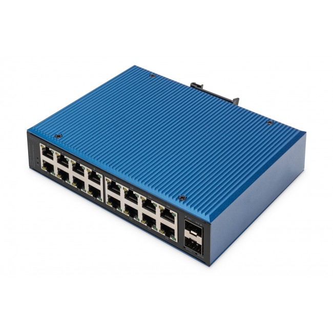 Digitus 16 port Gigabit Ethernet network switch, industrial, unmanaged, 2 SFP uplink Digitus 16 port Gigabit Ethernet network switch, industrial, unmanaged, 2 SFP uplink