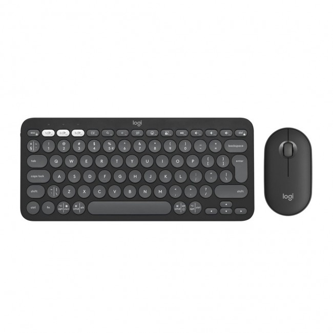 Logitech Pebble 2 Combo keyboard Mouse included Universal RF Wireless + Bluetooth QWERTY US International Graphite