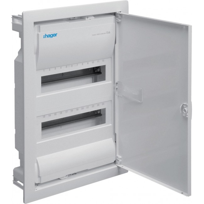 Flush-mounted cabinet with metal door, 2 rows