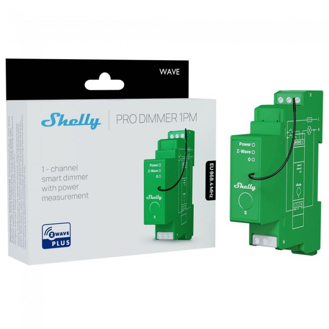 Shelly Wave Pro Dimmer 1PM - DIN rail mounted intelligent light dimmer Shelly Wave Pro Dimmer 1PM - DIN rail mounted intelligent light dimmer