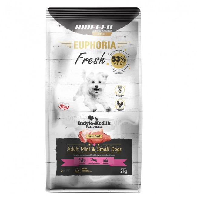 BIOFEED Euphoria Fresh Adult Mini & Small Turkey with rabbit - dry dog food - 2kg