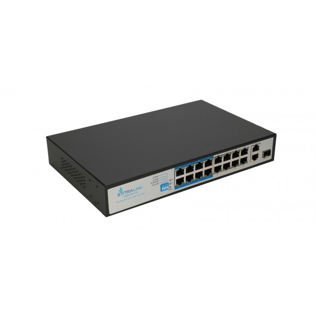 Extralink PoE Switch VIRTUS V3 16x 100Mb/s PoE/PoE+, 2x Gigabit RJ45 + 1x SFP, 150W