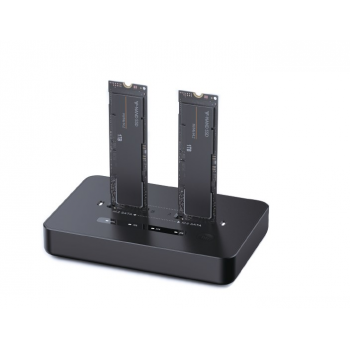 Gembird DD2-U3M2 Desktop dual drive USB Type-C M.2 NVME (and SATA) SSD docking station, black