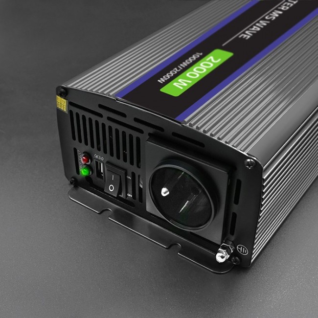Qoltec Monolith 2000 MS Wave Voltage Converter | 12V to 230V | 1000/2000W | USB Qoltec Monolith 2000 MS Wave Voltage Converter | 12V to 230V | 1000/2000W | USB