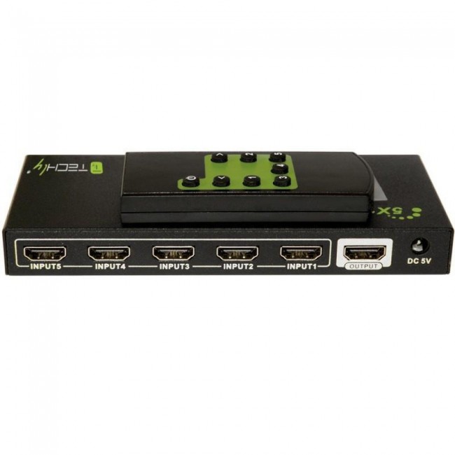 Techly 5 IN 1 OUT HDMI Switch with Remote Control, 4Kx2K, 3D IDATA HDMI-4K51 Techly 5 IN 1 OUT HDMI Switch with Remote Control, 4Kx2K, 3D IDATA HDMI-4K51