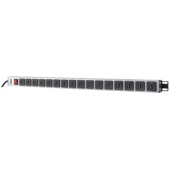 Intellinet Vertical Rackmount 16-Port USB-A Power Distribution Unit (CEE 7/7), With overload protection switch, 2.1 A Max. per Port, 2m Power Cord (Euro 2-pin plug)