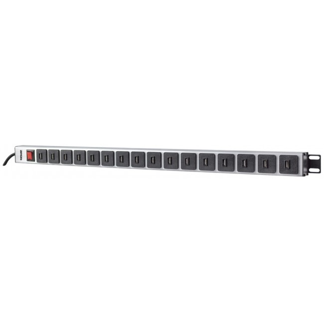 Intellinet Vertical Rackmount 16-Port USB-A Power Distribution Unit (CEE 7/7), With overload protection switch, 2.1 A Max. per Port, 2m Power Cord (Euro 2-pin plug) Intellinet Vertical Rackmount 16-Port USB-A Power Distribution Unit (CEE 7/7), With overload protection switch, 2.1 A Max. per Port, 2m Power Cord (Euro 2-pin plug)