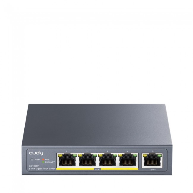 Cudy GS1005P network switch Gigabit Ethernet (10/100/1000) Power over Ethernet (PoE) Grey Cudy GS1005P network switch Gigabit Ethernet (10/100/1000) Power over Ethernet (PoE) Grey