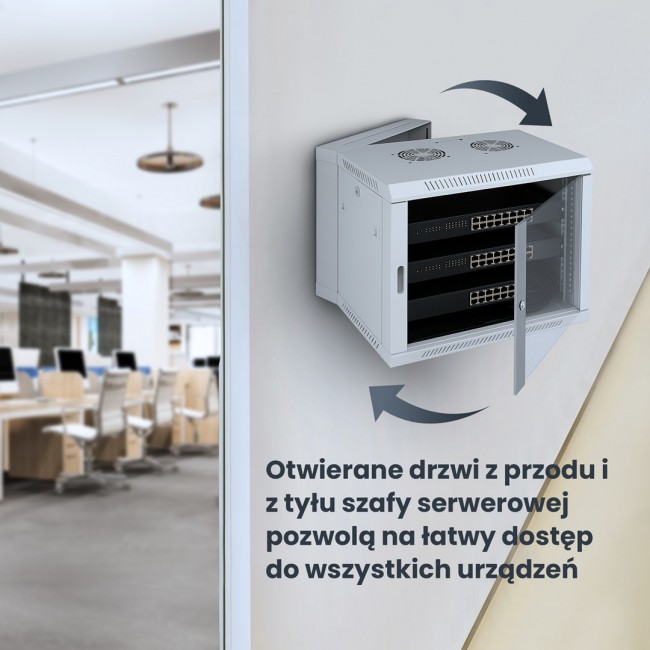 Extralink Rackmount cabinet 6U 600x600 AZH Gray wall mounted, swing type
