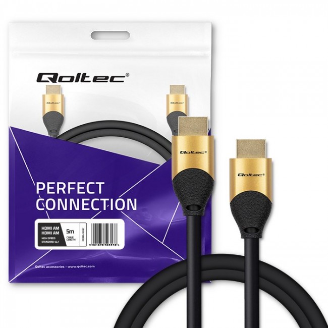 Qoltec 50357 HDMI v2.1 Cable Ultra high speed 8K | 60Hz | 26AWG | GOLD | 5m