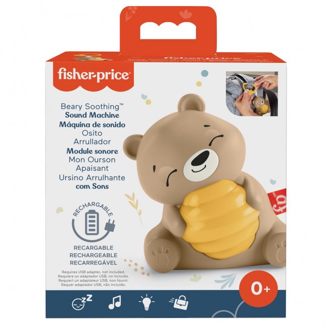 Fisher-Price Fisher Price Beary Soothing Portable Baby Sound Machine with Customizable Timer for Newborns