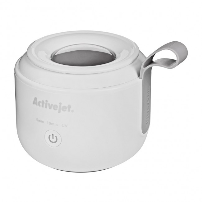 Activejet AUC-198 cordless ultrasonic UV cleaner. For dentures, braces, and jewelry, white.