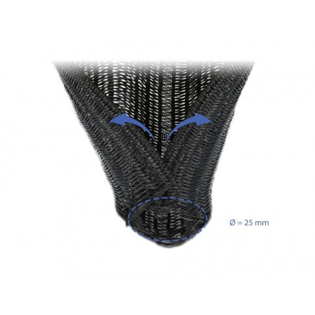 DeLOCK Braided Sleeving self-closing 10 m x 25 mm black