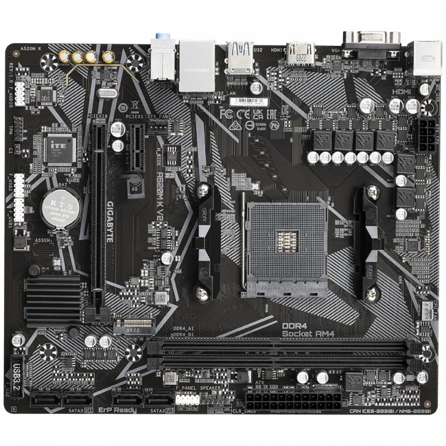 GIGABYTE A520M K V2 Motherboard - Supports AMD Ryzen 5000 Series AM4 CPUs, up to 5100MHz DDR4 (OC), PCIe Gen3 x4 M.2, GbE LAN, USB 3.2 Gen 1 GIGABYTE A520M K V2 Motherboard - Supports AMD Ryzen 5000 Series AM4 CPUs, up to 5100MHz DDR4 (OC), PCIe Gen3 x4 M.2, GbE LAN, USB 3.2 Gen 1