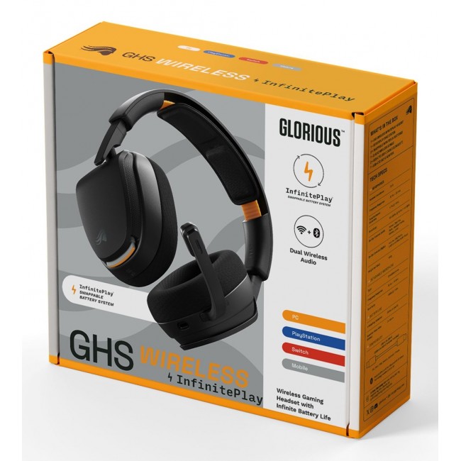 Glorious Gaming GHS Wireless InfinitePlay Headset Head-band Bluetooth Charging stand Black