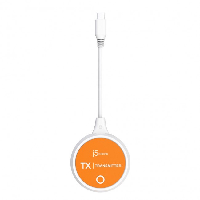 j5create JVAW62 ScreenCast USB-C Wireless Display HDMI Extender, White and Orange j5create JVAW62 ScreenCast USB-C Wireless Display HDMI Extender, White and Orange