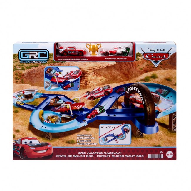 Disney Pixar Cars Disney and Pixar Cars GRC Jumping Raceway Playset with 2 Toy Vehicles, Includes Lightning McQueen Disney Pixar Cars Disney and Pixar Cars GRC Jumping Raceway Playset with 2 Toy Vehicles, Includes Lightning McQueen
