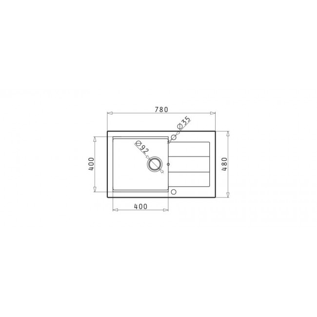 Granite sink with draining board Pyramis Sparta Plus Lux 070 083 701 78X48 1B 1D Black
