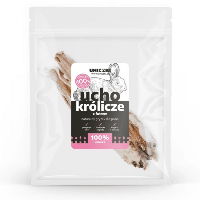 UNISZKI Rabbit ear with fur - treat for dogs - 2 pieces UNISZKI Rabbit ear with fur - treat for dogs - 2 pieces