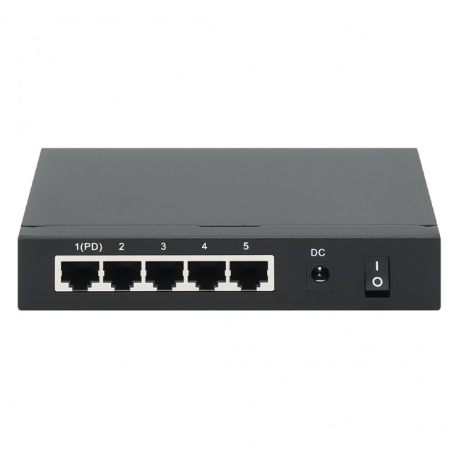 Gigabit 5xPoE Passthrough Switch powered by PoE or AC, 68W