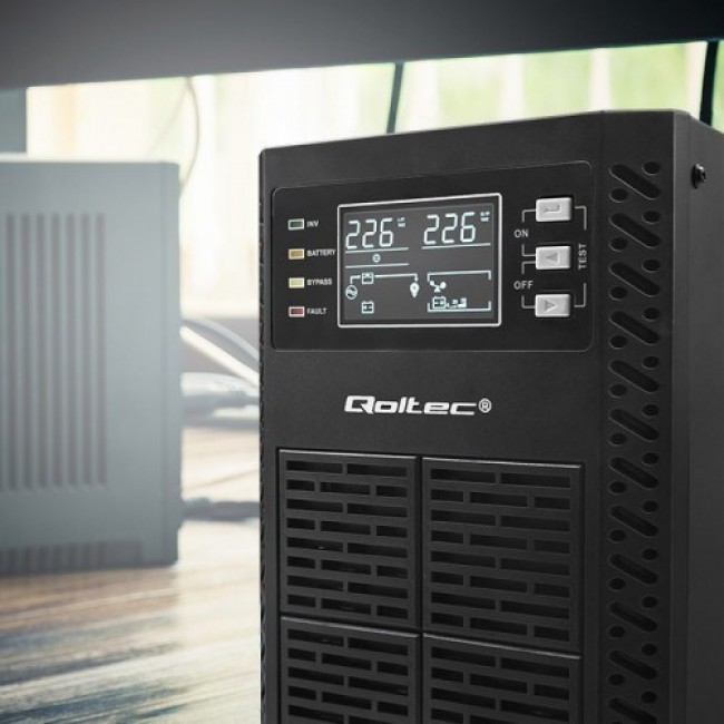 Qoltec 52281 uninterruptible power supply (UPS) Double-conversion (Online) 2 kVA 2000 W 3 AC outlet(s) Qoltec 52281 uninterruptible power supply (UPS) Double-conversion (Online) 2 kVA 2000 W 3 AC outlet(s)