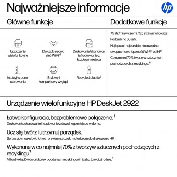 HP DeskJet 2922 Wireless All-in-One Color Printer