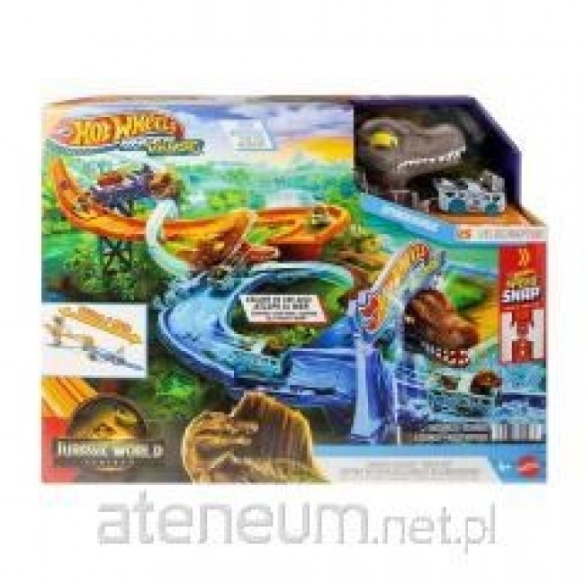 Hot Wheels RacerVerse Jurassic World Crash & Splash Track Set & Die-Cast Dinosaur Toy Car