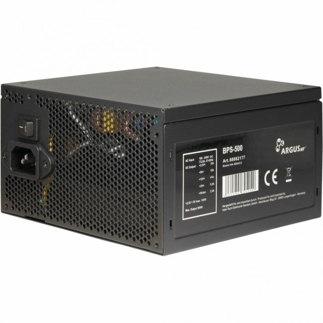 Inter-Tech ArgusNT BPS-500 power supply unit 500 W 20+4 pin ATX ATX Black Inter-Tech ArgusNT BPS-500 power supply unit 500 W 20+4 pin ATX ATX Black