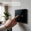 Qoltec 52712 Smart Touch 2-Gang Light Switch | Wi-Fi | Timer | Tuya | Smart Life | Tempered Glass | Black