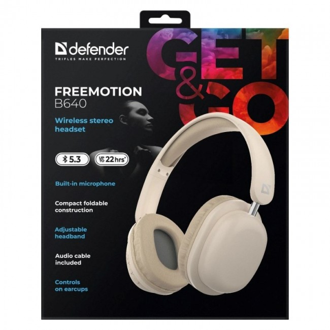 HEADPHONES DEFENDER BLUETOOTH FREEMOTION B640 BEIGE